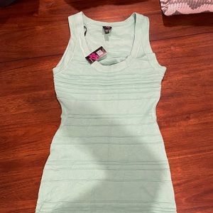 BEBE turquoise L dress, open back, NWT